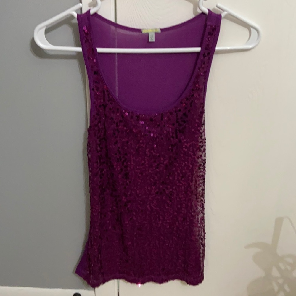 Sequined Magenta Tank